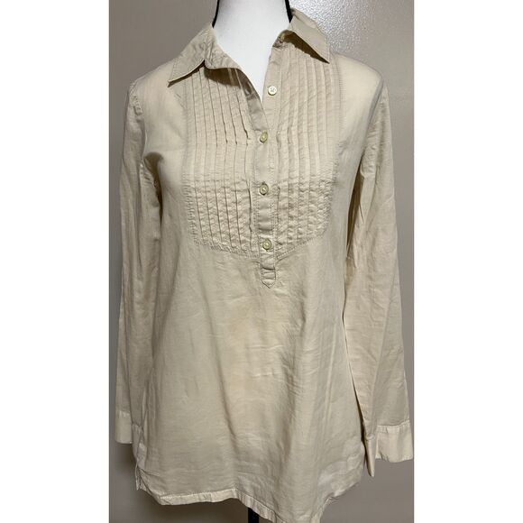 Banana Republic 100% cotton pleated shirt in cream. Size XS. - Picture 1 of 8